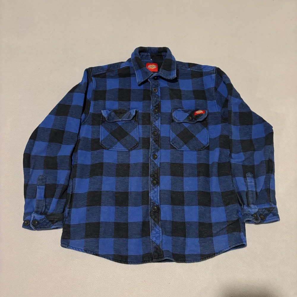 Dickies‎ Shirts Jacket Shacket Flannel Large Blue Plaid Heavyweight Workwear